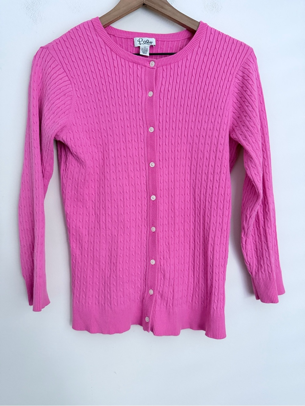 Lilly Pulitzer Cable Knit Button Cardigan in Pink Size Medium